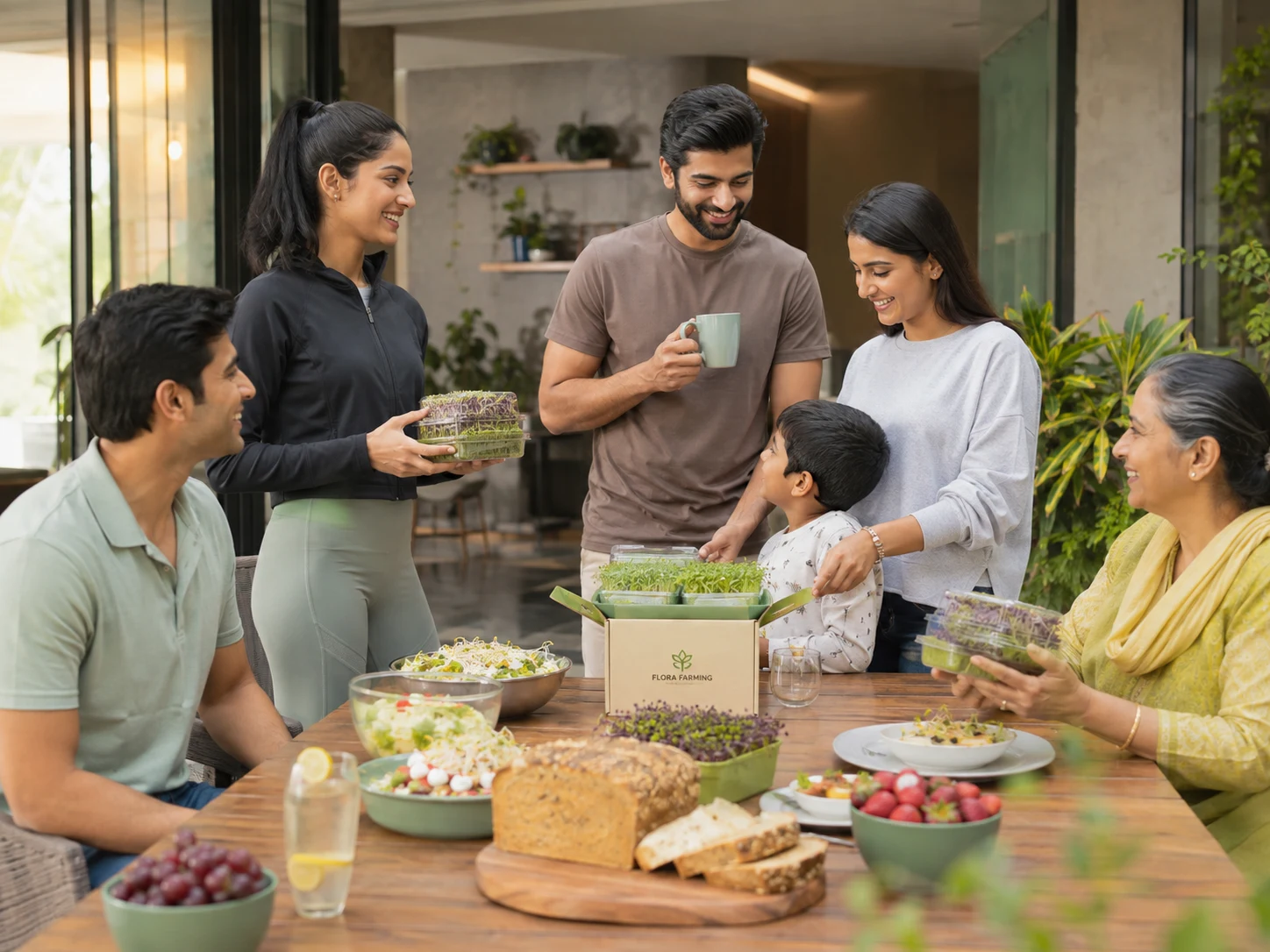 Family enjoying fresh nutrition together at home